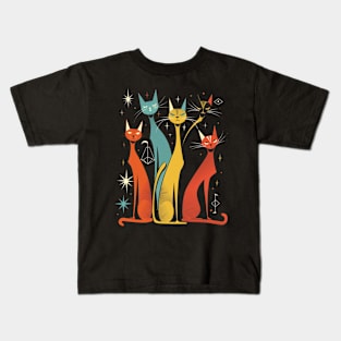 Mid Century Modern CAT Motif Textiles Kids T-Shirt